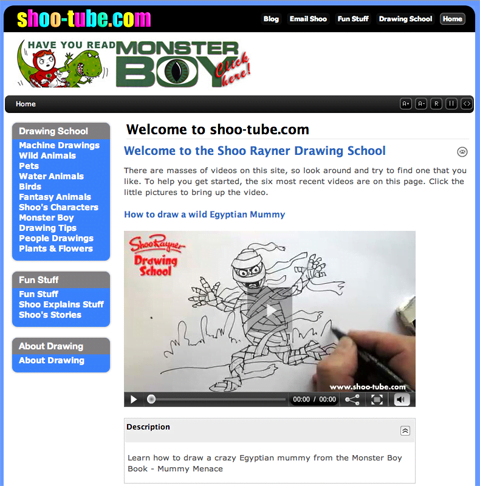 view of new shoo-tube.com homepage