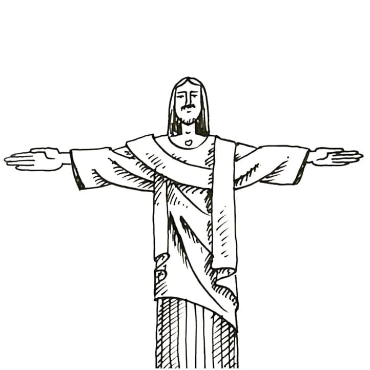 How to draw the Statue of Christ The Redeemer in Rio de Janeiro – Brazil